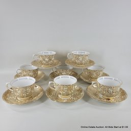 Set Of 8  Colclough Footed Cups & Saucers