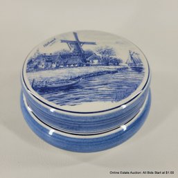 Vintage Hand Painted Delft Blue Lidded Dish