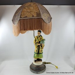 Vintage Chinese Porcelian Figural Lamp With Victorian Style Shade (LOCAL PICKUP ONLY)