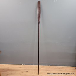 Antique Hand-Carved Wood Paddle With Incised Handle 76.5' Long  (LOCAL PICKUP ONLY)