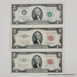 3 US 2 Dollar Notes 1953-a, 1953-C, & 1976