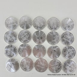 20 Sunshine Minting 999 Fine Silver Troy Oz. Coins Total Weight 20 Oz.