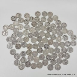 95 .900 Silver US Quarters Includes 94 Washington Quarters & 1 Standing Liberty Quarter