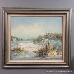 F. Emerson Landscape Oil On Canvas Painting In Frame