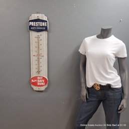Vintage Enamel Prestone Anti-Freeze  Advertising Thermometer (LOCAL PICKUP ONLY)
