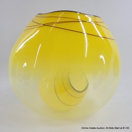 Dale Chihuly 2-piece Basket Suite Honeysuckle Yellow With Black Lip (LOCAL PICK UP OR UPS STORE SHIP ONLY)