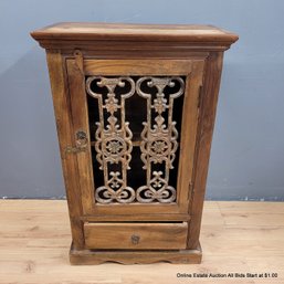 Vintage Rustic Hardwood Storage Cabinet With Iron Details  (LOCAL PICK UP ONLY)
