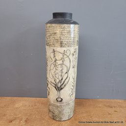 Tall Decoupaged Decorative Vessel With Lid (LOCAL PICK UP ONLY)