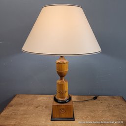 Carved Wood Lamp With Large Classic Empire Shade (LOCAL PICK UP ONLY)