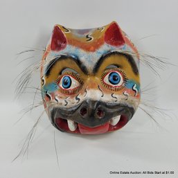 Whiskered Carved & Painted Mexican Mask