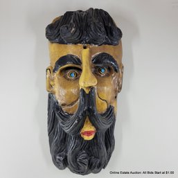 Bearded Carved & Painted Mexican Mask