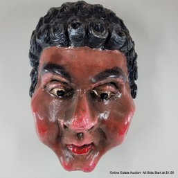 Pink Chubby Face Carved & Painted Mexican Mask