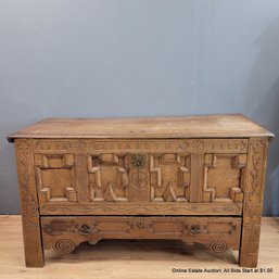 Antique German Oak Dowry Chest 1778 (LOCAL PICK UP ONLY)