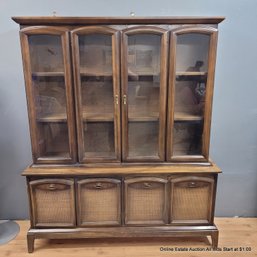 Mid Century Step Back China Cabinet With Fixed Shelves (LOCAL PICK UP ONLY)