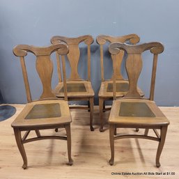 4 Vintage Oak Scroll Back Dining Chairs (LOCAL PICK UP ONLY)
