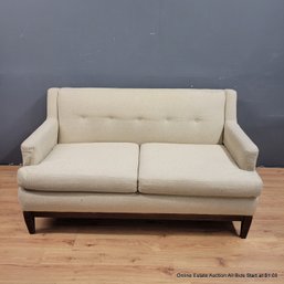 Mid Century Upholstered Love Seat With Wood Frame (LOCAL PICK UP ONLY)