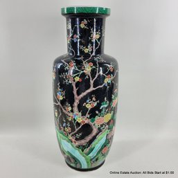 Chinese Famille-Noire Porcelain Vase 17' H (LOCAL PICKUP ONLY)