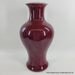 Chinese Monochrome Ox Blood Baluster Vase 14' H