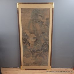 Large Chinese Ink Landscape Painting Huang Gongwang Zijiu In Gilt-Corner Frame  (LOCAL PICKUP ONLY)