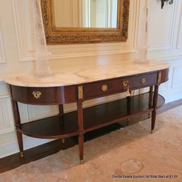 Antique Alabaster Topped Sideboard With Stretcher Shelf (LOCAL PICKUP ONLY)