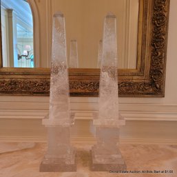 Pair Of Monumental Rock Crystal Obelisks 29' Tall (LOCAL PICKUP ONLY)