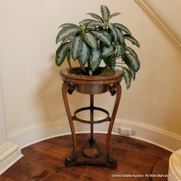 Antique Regency Style Marquetry Inlaid Plant Stand (LOCAL PICKUP ONLY)