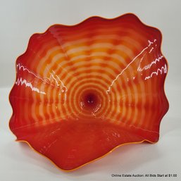 Dale Chihuly Blown Glass Signed Original 1993 Persian Red With Orange Lip Wrap