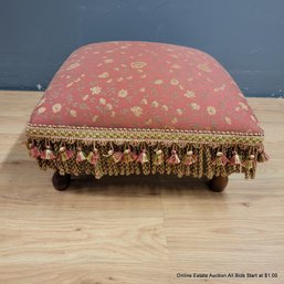 Upholstered Foot Stool With Wood Legs