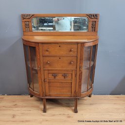 Antique Oak Petite Breakfront Cabinet (LOCAL PICKUP ONLY)