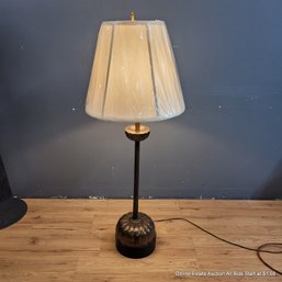 Antique Japanese Candlestand Converted To Table Lamp With New Shade (LOCAL PICKUP ONLY)