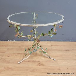 Antique French Glasstop Steel Floral Table (LOCAL PICKUP ONLY)