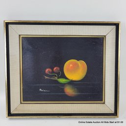 Oil On Canvas Still Life Of Fruit  Signed