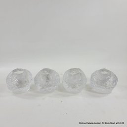 Set Of 4 Glass Kosta Boda Snowball Votives