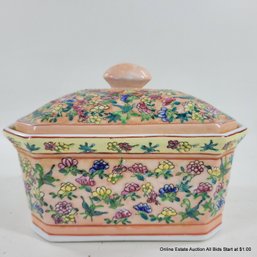 Vintage Chinese Famille Jaune Porcelain Lidded Box