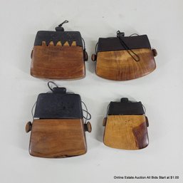 Four Indonesian Carved Wood Herb Boxes