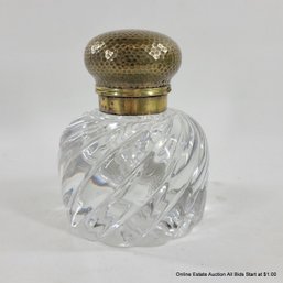 Monumental Early Unmarked Baccarat Crystal Inkwell With Hammered Lid