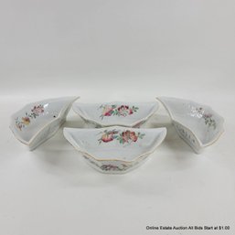 4 Antique Chinese Hand Painted Crescent Dishes