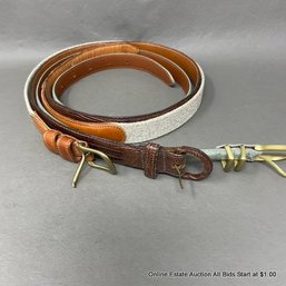Polo Lizard Belt & Two Coach Belts Canvas & Leather