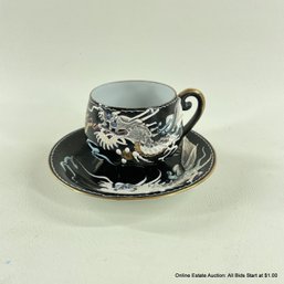 Hand Painted Japanese Lithophane Geisha Porcelain Teacup And Saucer