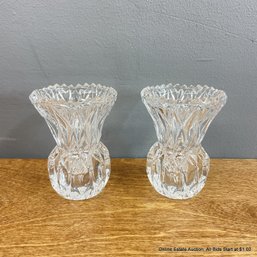 Pair Of Cut Glass Taper Candle Holders