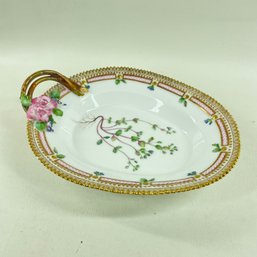 Antique Royal Copenhagen Porcelain Fine China Veronica Praecox All. Egg Shaped Dish,  Circa 1870-1890