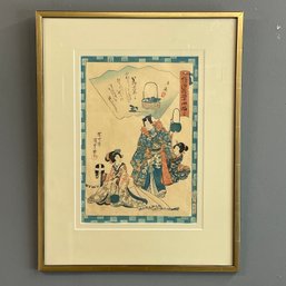 Vintage Japanese Kunisada II Wood Block Print