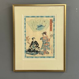 Vintage Japanese Kunisada II Wood Block Print