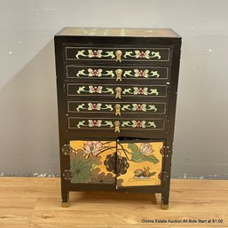 Chinoiserie Lacquer Silverware Cabinet With Felt Lined Drawers (LOCAL PICK UP ONLY)
