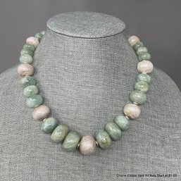 Robyn Krutch Silver And Jade Beaded Necklace