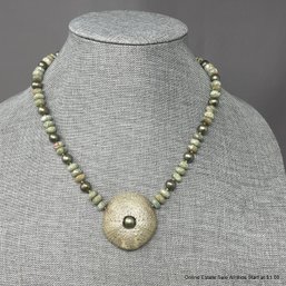 Robyn Krutch Silver Sea Urchin Pendant With Pearl And Faceted Stone Beaded Necklace