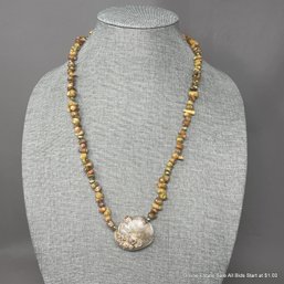 Robyn Krutch Silver Pearl And Polished Natural Form Bead Necklace With Hidden Crab