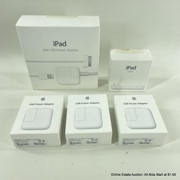 Apple Accessories Including IPad Power Adapter, IPad Dock, 3 USB Power Adapters