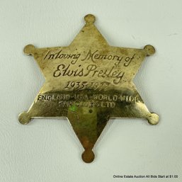 Commemorative Elvis Presley Fan Club Sheriffs Badge