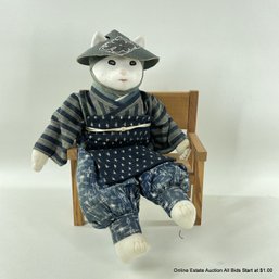 Cat Doll In Traditional Japanese Clothing Hand Made By NW Artist Patricia Grazini